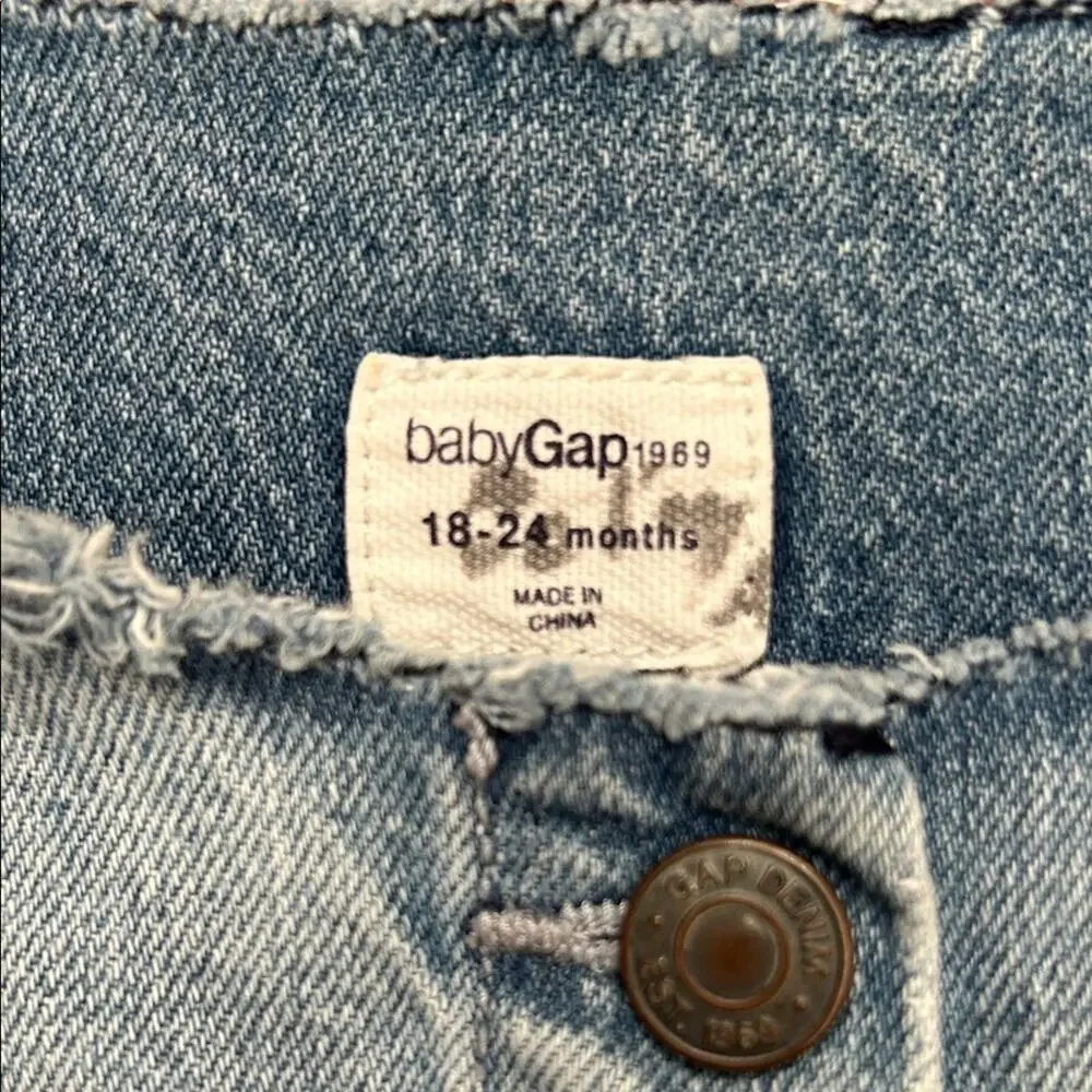 GAP Light Blue Kids Jean Jacket with Fun Patches, Size 18-24 Months